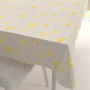 Biante Veľkonočný teflónový obdĺžnikový obrus TF-074 Kuriatka a kraslice na béžovom 50x100 cm
