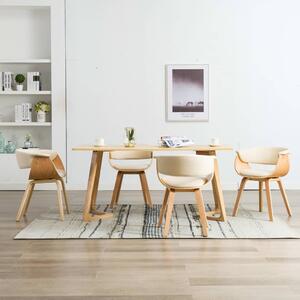 Jedálenské stoličky 4 ks krémové ohýbané drevo a umelá koža