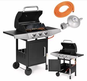 Záhradný plynový gril 10,2 KW, veľký rošt, 3 horáky, teplomer, redukcia MultiGarden