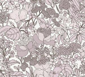 A.S. Création | Vliesová tapeta na stenu AP Floral Impression 37756-5 | 0,53 x 10,05 m | biela, hnedá, šedá