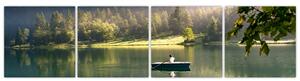 Obraz loďky na jazere (Obraz 160x40cm)