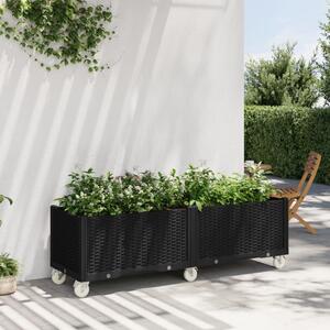 Záhradný kvetináč s kolieskami čierny 160x50x54 cm PP