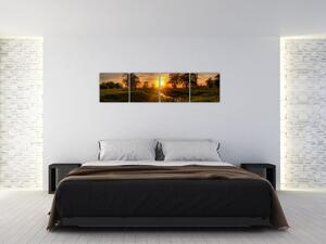 Západ slnka v údolí rieky, obraz (Obraz 160x40cm)