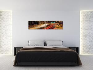 Nočná štvorprúdová cesta, obraz (Obraz 160x40cm)