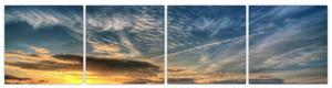 Západ slnka na poli - moderný obraz (Obraz 160x40cm)