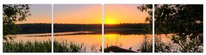 Obrázok jazera sa západom slnka (Obraz 160x40cm)