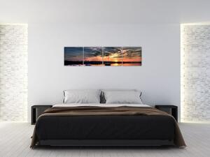 Západ slnka v prístave - obraz na stenu (Obraz 160x40cm)
