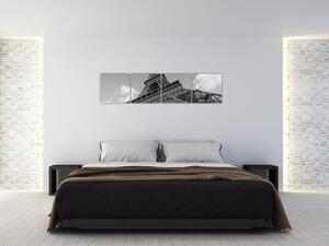 Čiernobiely obraz Eiffelovej veže (Obraz 160x40cm)