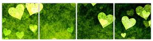 Zelená srdiečka - obraz do bytu (Obraz 160x40cm)