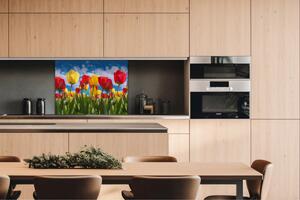 DIMEX | Dibond doska za kuchynskú linku | DBW-08060-131 Pole tulipánov | 80 x 60 cm