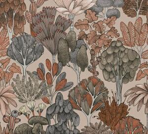A.S. Création | Vliesová tapeta na stenu AP Floral Impression 37757-5 | 0,53 x 10,05 m | béžová, oranžová, šedá