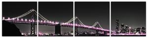 Nočný osvetlený most - obraz (Obraz 160x40cm)