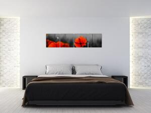 Vlčie maky - moderné obrazy (Obraz 160x40cm)