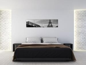 Trabant u Eiffelovej veže - obraz na stenu (Obraz 160x40cm)