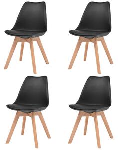 Jedálenské stoličky 4 ks, čierne, plast