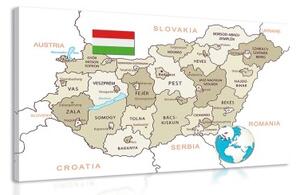 Obraz decentná béžová mapa Maďarska - 60x40