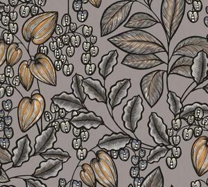A.S. Création | Vliesová tapeta na stenu AP Floral Impression 37754-9 | 0,53 x 10,05 m | čierna, oranžová, šedá