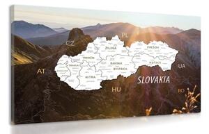Obraz mapa Slovenska s pozadím hôr - 90x60