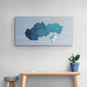 Obraz elegantná mapa Slovenska v modrom - 100x50