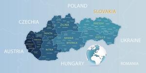 Obraz elegantná mapa Slovenska v modrom - 100x50