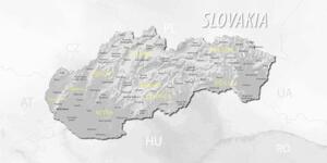 Obraz decentná šedo-žltá mapa Slovenska - 100x50