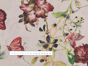 Biante Dekoračný štvorcový obrus PML-083 Kvety a motýle na béžovom 40x40 cm
