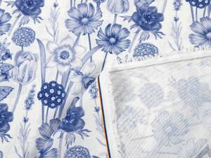Biante Dekoračný záves PML-090 Modré jarné kvety na bielom 145x140 cm
