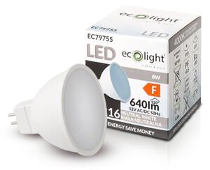 ECOLIGHT LED žiarovka MR16 12V 8W neutrálna biela