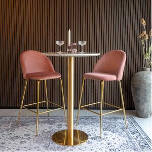Barová stolička LOESONNI ružová/zlatá
