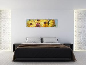 Obraz kvetov vo váze (Obraz 160x40cm)