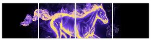 Abstraktný obraz horiaceho kone (Obraz 160x40cm)