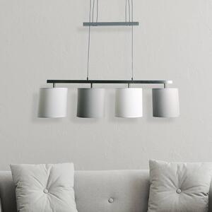 Závesná lampa Tilde, textilné, 4-pl., sivá/biela