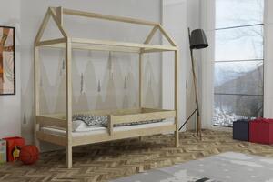 Detská domčeková posteľ z masívu borovice FUNNY HOUSE - 200x90 cm - prírodná