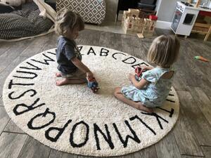 Krémový okrúhly detský koberec ABCeda 150cm