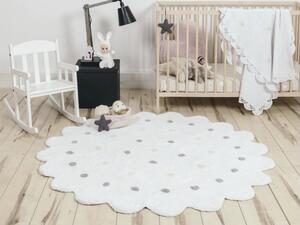 Biely okrúhly bavlnený koberec Dots 140cm