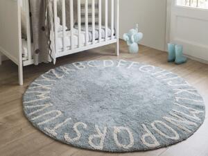Modrý okrúhly detský koberec ABCeda 150cm