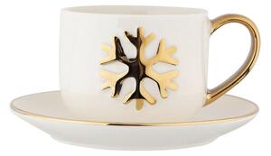 Altom Porcelánový šálka s podšálkou Golden snowflake, 220 ml