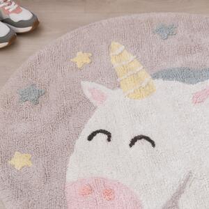 Farebný okrúhly koberec do detskej izby Jednorožec 100cm