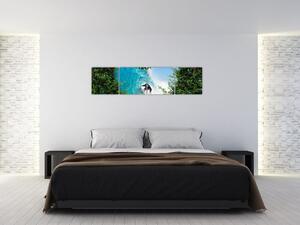 Abstraktný obraz surfistov (Obraz 160x40cm)