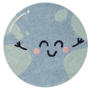 Modro-zelený okrúhly detský koberec Zemeguľa 100 cm