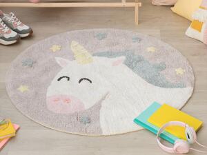 Farebný okrúhly koberec do detskej izby Jednorožec 100cm