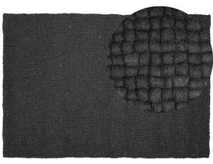Plošný koberec tmavošedý , vlnený, plstený, guľôčkový, ručne tkaný