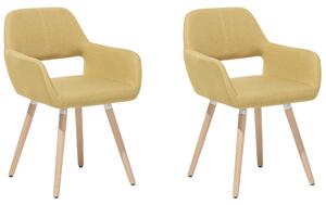 Sada dvoch jedálenských stoličiek v horčicovej farbe čalúnené moderné
