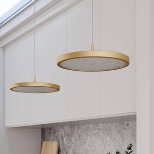 Quitani LED závesné svietidlo Gion, 2 svetlá, biela/mosadz