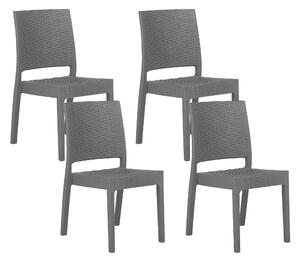 Sada 4 záhradných stoličiek sivá syntetický materiál stohovateľná vonkajšia minimalistická