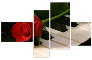 Obraz ruže na klavíri (Obraz 110x70cm)