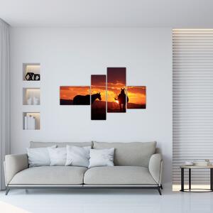 Obraz - kone pri západe slnka (Obraz 110x70cm)