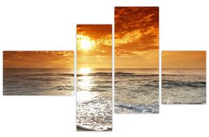 Obraz piesočného pobrežia pri západe slnka (Obraz 110x70cm)