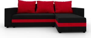 Rohová sedačka Simpney (čierna + červená) (P). Vlastná spoľahlivá doprava až k Vám domov. 1042528