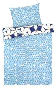 LIVARNO home Obojstranná posteľná bielizeň z bavlneného saténu, 140 x 200 cm, 70 x 90 cm (vzor/modrá/biela) (100350851)
